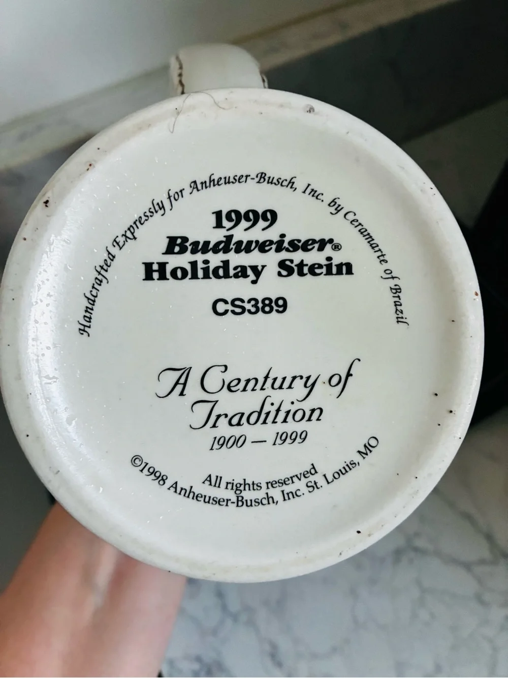 1999 Budweiser Holiday Stein “A Century of Tradition” Collector Beer Mug CS389